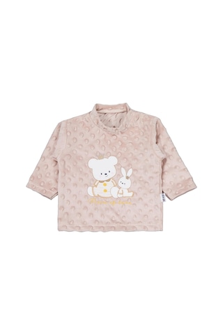 Albimini Kız Ayı Tavşan Nakış Patikli 2li Pijama Takım 1-6 Ay - Kahve