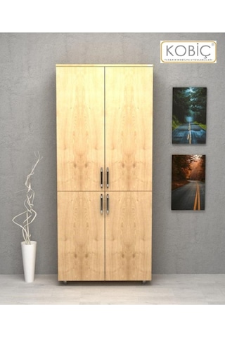 Kobiç Ofis Dosya Dolabı Kilitli Tam Kapak Suntalam Dolap 70x35x185 Cm Meşe Meşe