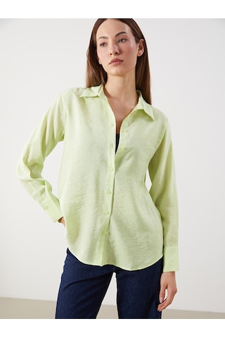 Lcwaıkıkı Classic Sarı Modal Karışımlı Oversize Kadın Gömlek