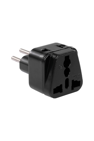 Yaleker Siyah Entegre Oval İsviçre Dönüştürücü Prizi - 5 Lü Universal Çıkışlı, 250v 16a Abs Malzeme