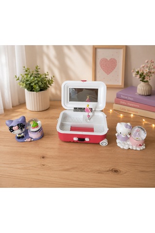 Çocuk Odası İçin Kromi Ve Hello Kitty Mini Kar Küreli Müzikli Mücevher Kutusu 001