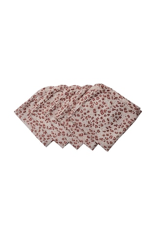 5 Adet Pembe Leopar Desen Müslin Bebek Ağız Bezi Pembe