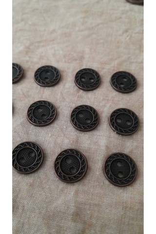 Antık Bakır Metal Düğme 12 Mm 12 Adet