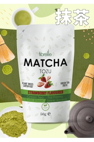 Fibrelle Matcha Çayı Çilek Aromalı 50g