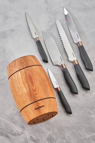Cooker Hero 6 Parça Lux Bıçak Seti Ckr3585 Ahşap