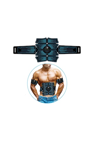 Padalink Karın Kası Egzersiz Aleti - 10 Mod 20 Seviye - Lcd Ekranlı Usb Şarjlı Elektrikli Masaj Cihazı 1 Adet Karın Bandı + 1 Adet Ana Ünite Mavi