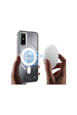 Infinix Gt 30 Pro 5g / Infinix Gt 30 5g Uyumlu Kılıf Sararmaz Kamera Korumalı Magsafe Mika Sert Parlak Şeffaf Kapak Beyaz