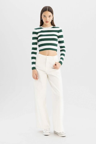Defacto Coool Slim Fit Dar Kesim Çizgili Bisiklet Yaka Triko Kazak X6888AZ24WNGN311 Yeşil