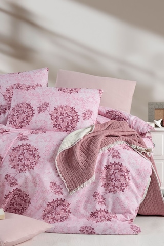 Lastikli Çarşaflı Tek Kişilik Nevresim Takımı Elegant Pink Mor Pembe