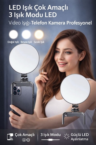Led Işık Çok Amaçlı 3 Işık Modu Led Video Işığı Telefon Kamera Profesyonel Aydınlatma Selfie Işık