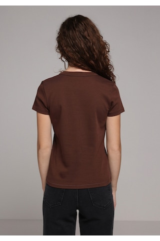 Colins Slim Fit Yuvarlak Yaka Düz Kadın Kahverengi Kısa Kol Tişört Cl1068567 Q1.v2 Brw Kahverengi