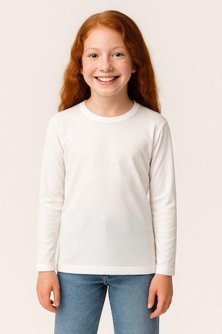 Esila Kids Çocuk Uzun Kollu Pamuklu Basic Tişört 4-11 Yaş Beyaz