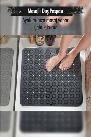 Seahome Kaydırmaz Duşakabin Banyo Ve Duş Paspası Kare Masajlı Vantuzlu Yapışır Paspas 54 X 54 Cm Antrasit Sea15 Çok Renkli