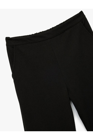 Koton Beli Lastikli Cep Detaylı Basic Siyah Kız Çocuk Pantolon 6wkg40074ak Siyah