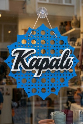 Rattan 5 Katmanlı Model Açık-kapalı Tabelası - Saks
