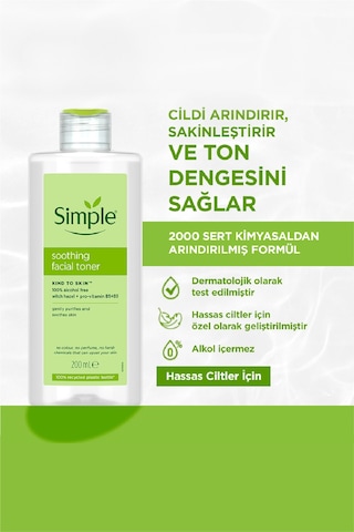 Kind To Skin Alkolsüz Ve Papatya Özlü Yatıştırıcı Ph Dengeleyici Yüz Toniği 200 Ml