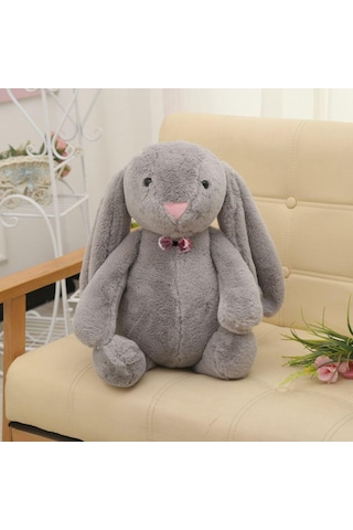 Uyku Arkadaşım Papyonlu Uzun Kulak Bunny Peluş Tavşan 65 Cm Beyaz