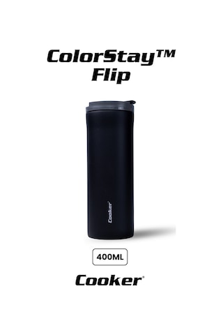 Cooker 400 Ml Paslanmaz Çelik Mug Kahve Çay Termosu Ckr2041 Siyah - 6 Saat Sıcak Soğuk - Kamp, Outdoor, Piknik, Ofis, Otel, Kafe, Okul, Seyahat Siyah