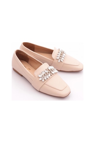 Dgn 50085-23y Kadin Kristal Taşli Tokali Loafer Ten Cilt