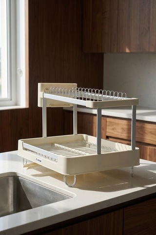 Acar Aqua Alüminyum Çift Katlı Sürgülü Bulaşıklık Wrk-10282 Krem