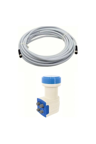 20 Metre Uydu Kablosu + Dörtlü Çıkış Çanak Uydu 4k Full Hd 3d Lnb 4 Lü Quad Lnb