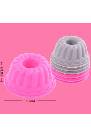 6 Pcs Silikon Kek Kalıpları - Pişirme Cupcakes, Puding Ve Tart İçin Yuvarlak Şekli Düz Renk Çok Renkli