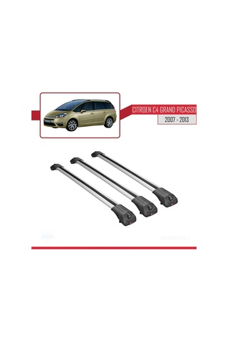 Citroen C4 Grand Picasso 2007-2013 Arası İle Uyumlu Ace-1 Ara Atkı Tavan Barı Gri 3 Adet Bar