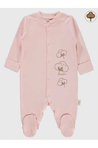 Civil Baby Bebek Organik Patikli Tulum 0-3 Ay Pembe Pembe