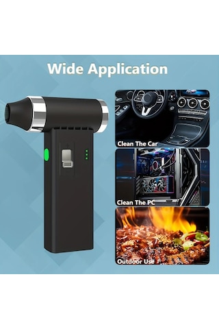 Honeybeeshop Siyah Elektrikli Hava Ufleyici 110000rpm Super Guc Kablosuz 0 100 Hiz Ayarli Jet Fan Hizli Sarj Bilgisayar Klavye Ev Arac Toz Ufleyici