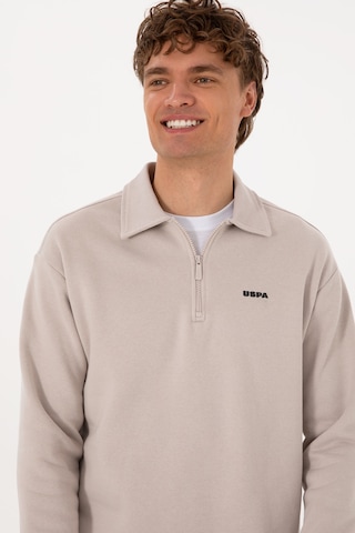 U.S. Polo Assn. Erkek Regular Fit Yarım Fermuarlı Şardonlu Taş Basic Sweatshirt 50313783-VR049