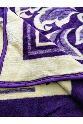 Algelsineve Mor Serisi Lüks Peluş Akrilik Çift Kişilik Uşak Battaniyesi Mor