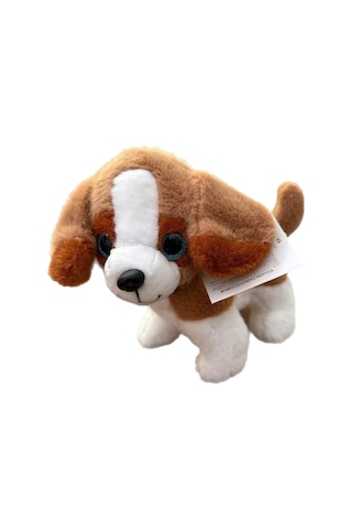 Havlayan Sesli Sevimli Ayakta Durabilen Peluş Köpek Oyuncak 25 Cm Kahverengi