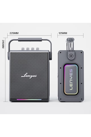 Lenyes Titan 1 Serisi Rgb Işıklı Çift Mikrofonlu Bluetooth Speaker Hoparlör V5.3 5000mah Siyah