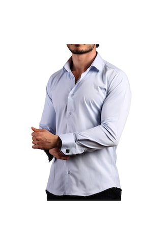 Dicotto Mavi Ekstra Dar Kesim Likralı Esnek Micro Kumaş Kol Düğmeli Slim Fit Erkek Gömlek - 195-4 001