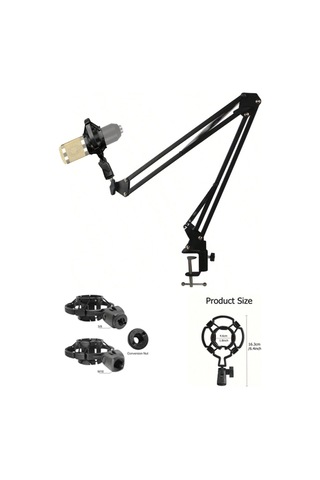 Metal Akrobat Mikrofon Standı Shock Mount Titreşim Önleyici Yayıncı Sehpa Çift Kollu Stand