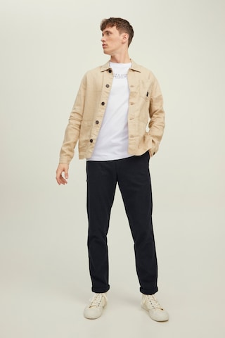 Jack & Jones Erkek Jprbluarchıe Baskı Detaylı T-Shirt 12217167 Be Açık Beyaz