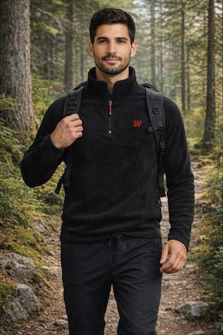 Walke Premium Erkek Yarım Fermuarlı Outdoor Spor Polar Ceket Siyah