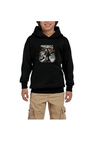 Zepplin Giyim Powerwolf Call of The Wild Siyah Çocuk Kapşonlu Sweatshirt Siyah