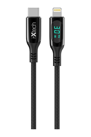Ixtech Type-c Ix-uc019 Pd 30w Type-c To Lightning Dijital Göstergeli Şarj Ve Data Kablosu