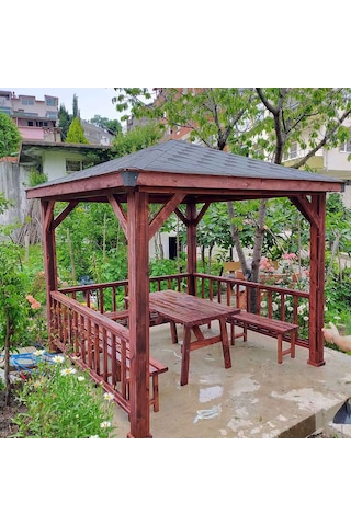 Şen Mobilya Ahşap Kamelya Gölgelik Pergola Ahşap Çardak Maun