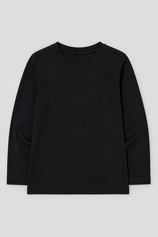 Eray Alp Kids Unisex Çocuk Siyah Basic Uzun Kol Günlük Rahat Kombin