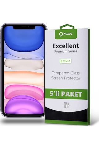 Apple Uyumlu iPhone 11 ile Temperli Ekran Koruyucu Kırılmaz Cam Ekonomik 5'li Paket