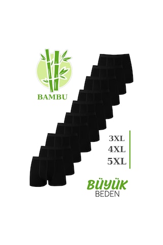 Arma Yıldız Bambu Erkek Büyük Beden Boxer Siyah 10'lu Paket-siyah