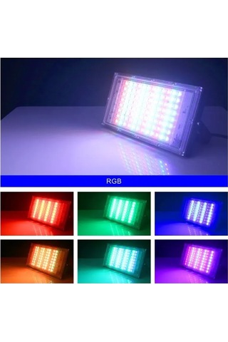 Ximistore9 Rgb Led Projeksiyon Lambası 50w Dış Mekan Aydınlatması Kumandalı 220-240v Toz Ve Nem Koruma 4500 Lm RGB
