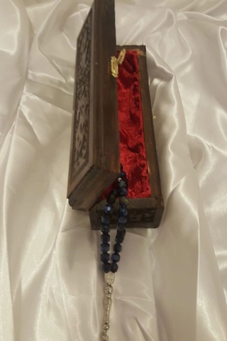 Akik Tesbih Tespih Akik Doğal Taş Tesbih Gümüş İmameli Ahşap Kutulu 10 Mm Kesme Akik Çok Renkli