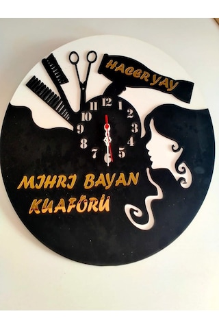 Kuaförü Için Dekoratif Duvar Saati -3 Siyah