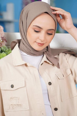 Seva Kadın Testtür Mio Caz Eşarp Hijap Modeli Koyu Vizon