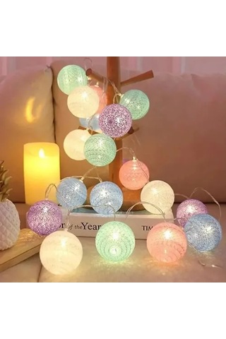 2m 10 Led Renkli Top Lamba Çok Renkli