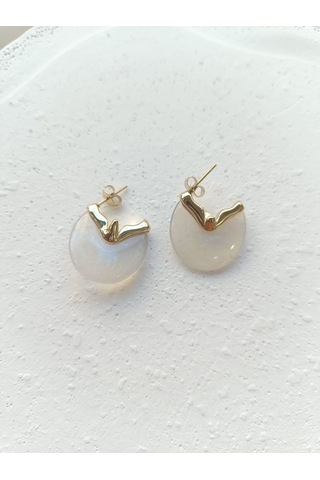 Ay Taşı Çelik Küpe Altın