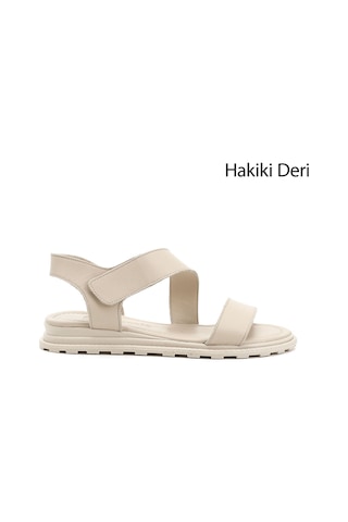 Gönderi(R) Gönderi R Bej Antik Cırt Bantlı Hakiki Deri Sandalet Bej